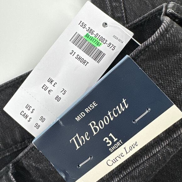 Abercrombie & Fitch Women's Black Curve Love Mid Rise Bootcut Jeans Size 31 - Picture 7 of 12